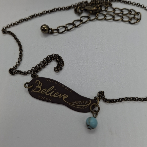 Believe Pendant Necklace with Turquoise Accent - Picture 3 of 3